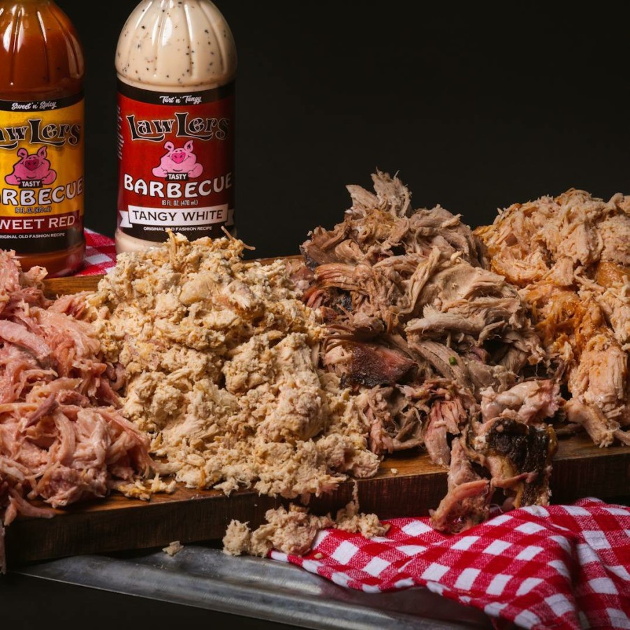 Foods LawLers Barbecue Pulled Pork | Pulled Hickory-Smoked Meat Sampler - 8 Lbs.