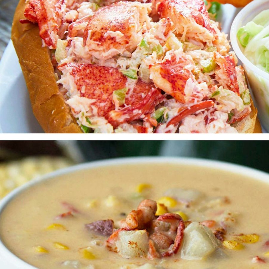 Foods LUNCH Lobster Roll Lobster Rolls | Classic Lobster Roll + Chowder Combo Kit For 4