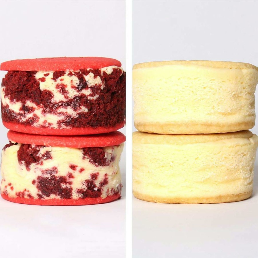 Foods Grandma's Cheesecake Sandwiches Cheesecakes | Classic + Red Velvet Cheesecake Sandwich Combo - 8 Pack