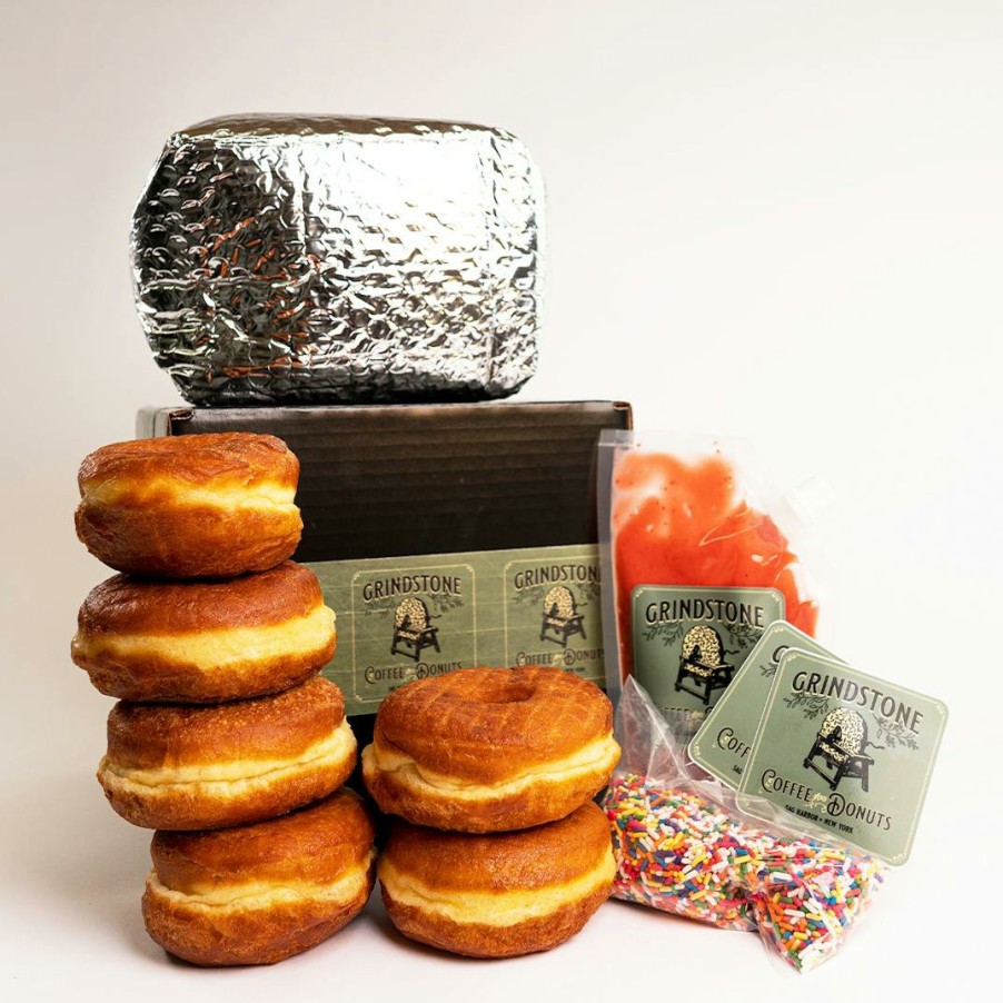 Foods Grindstone Donuts Doughnuts | Strawberry Glazed Sprinkle Brioche Donuts Kit - 6 Pack