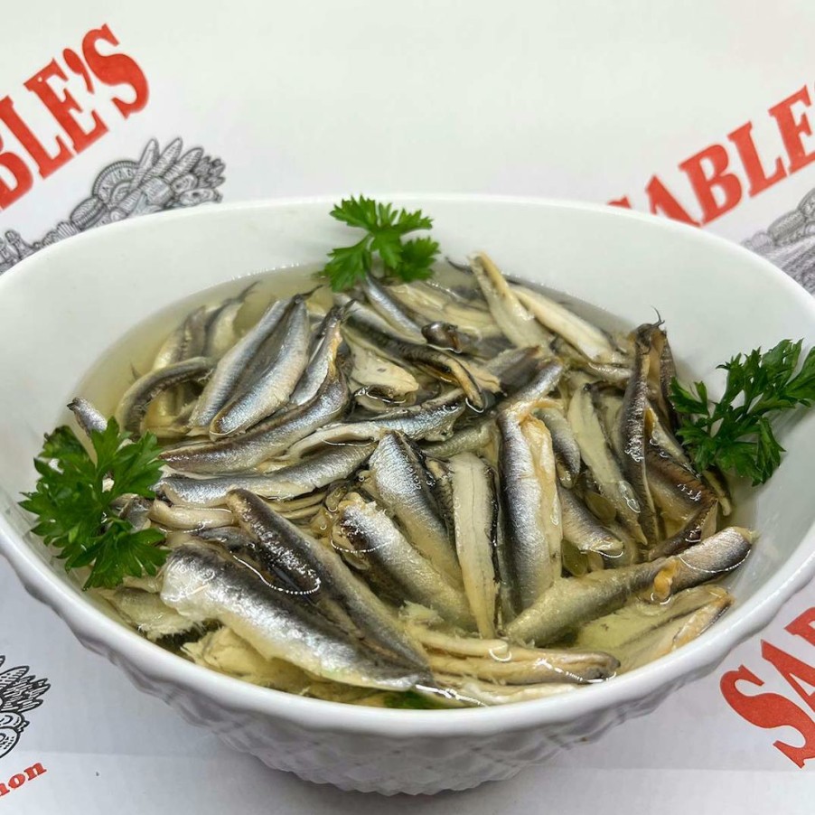 Foods Sable's Smoked Fish Fish | White Spanish Anchovies - 1/2 Lb.