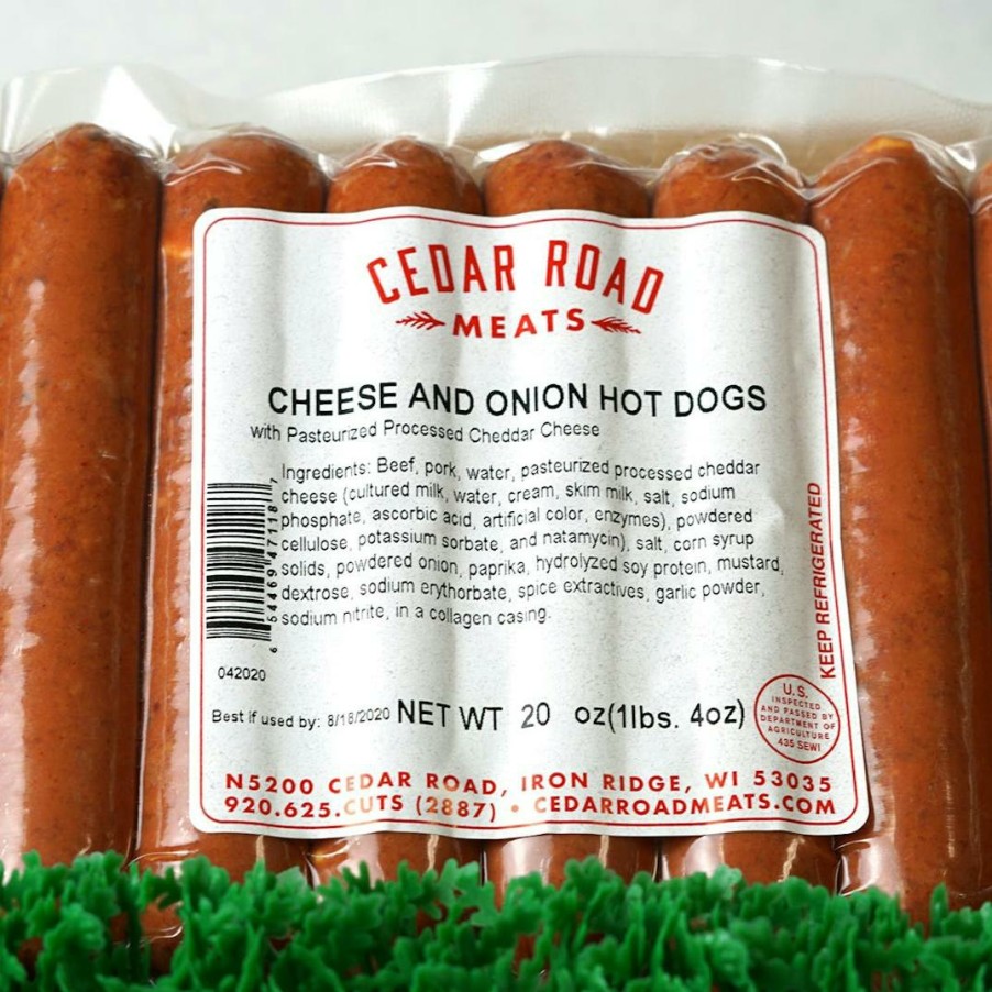 Foods Cedar Road Meats Hot Dogs | Cheese & Onion Hot Dogs - 24 Pack