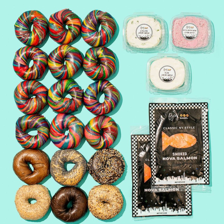 Foods Baz Bagel | Classic Rainbow Bagel Brunch For 12 + 6 Free Bagels