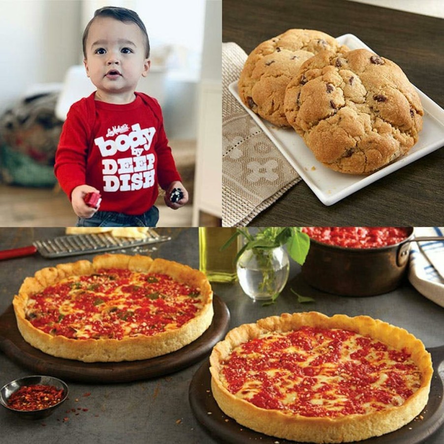 Foods Lou Malnati's Pizza Chocolate Chip Cookies | 2 Lou Malnati'S Deep Dish Pizzas + 2 Carol'S Cookies + 1 Red Onesie