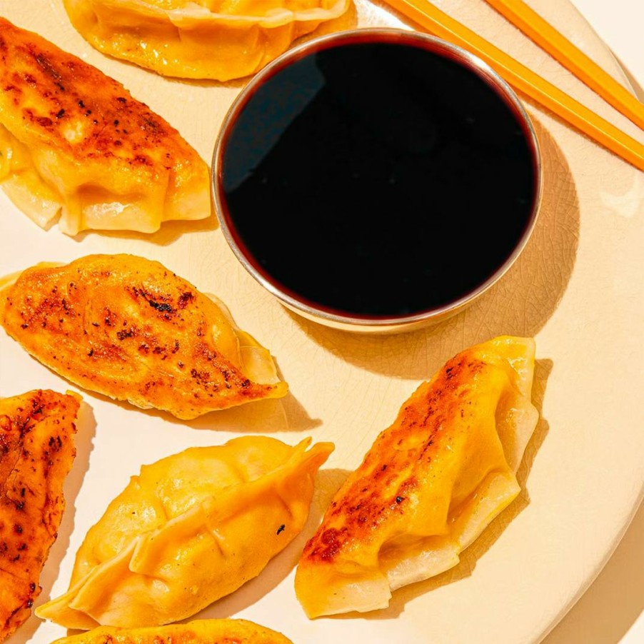 Foods Chef Ming Tsai Dumplings | Buffalo Chicken Potstickers + Hot Sauce