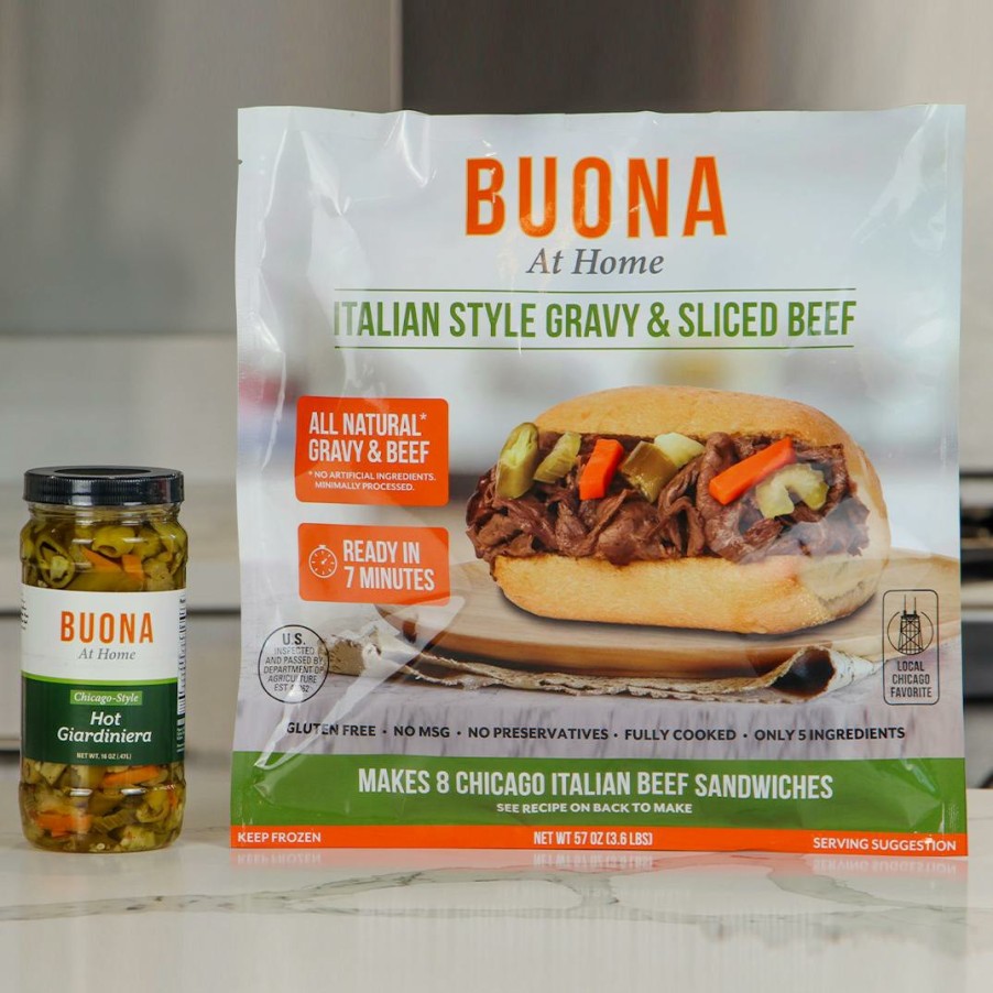 Foods Buona Italian Beef Beef | Italian Beef & Gravy + Hot Giardiniera For 8