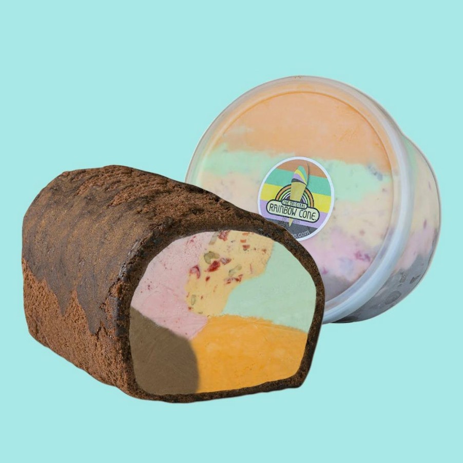 Foods The Original Rainbow Cone Cakes | Original Rainbow Cone Roll Cake + Ice Cream Quart