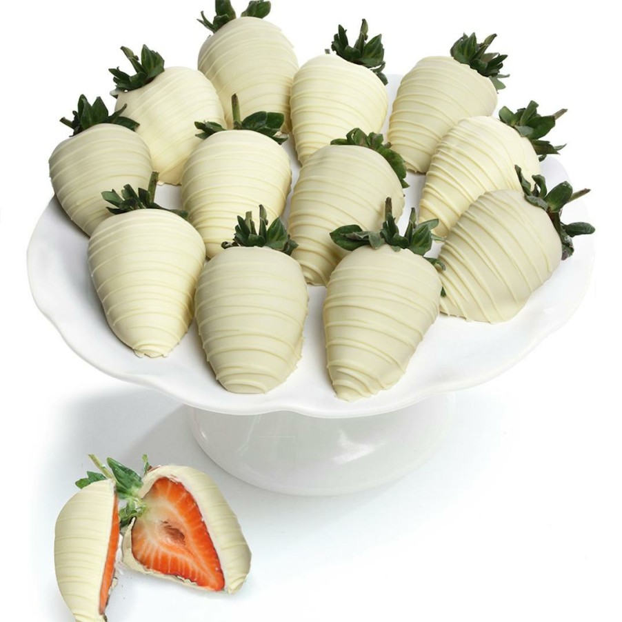 Foods The Chocolate Covered Co. Fruits | White Belgian Chocolate Covered Strawberries - 12 Pack