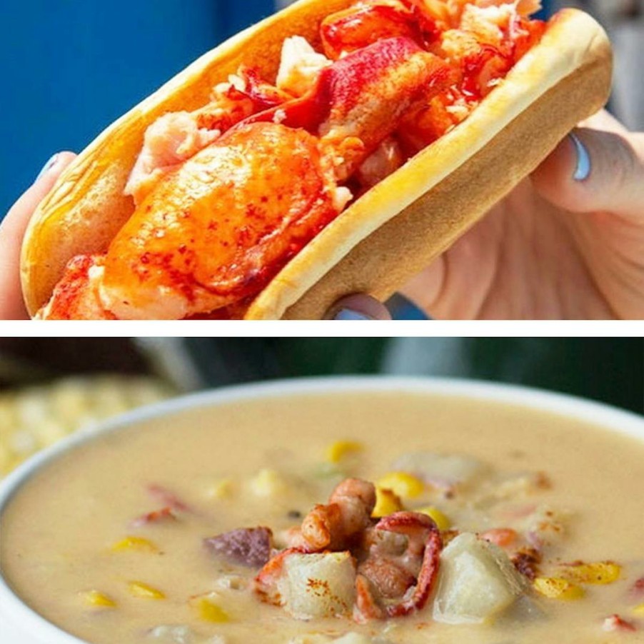 Foods LUNCH Lobster Roll Lobster Rolls | Hot Lobster Roll + Chowder Combo Kit For 4