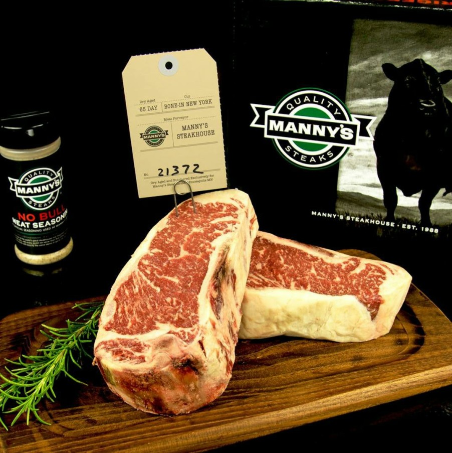 Foods Manny's Steakhouse Steaks | 65-Day Dry-Aged New York Strips - 2 Pack