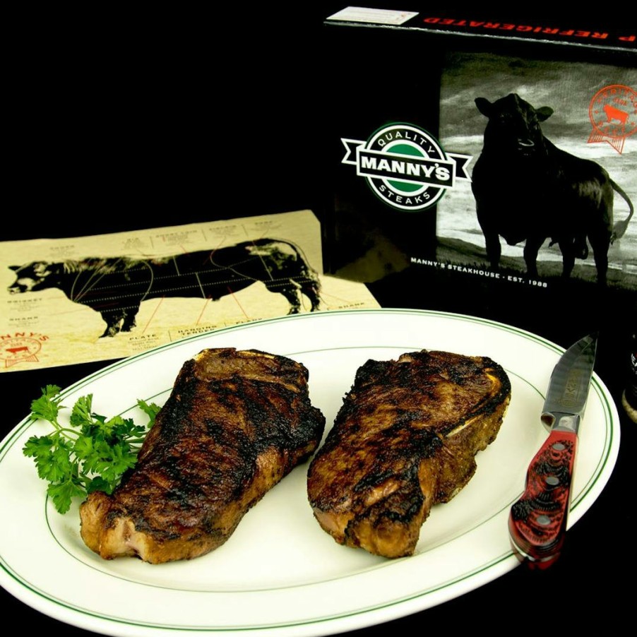 Foods Manny's Steakhouse Steaks | 65-Day Dry-Aged New York Strips - 2 Pack