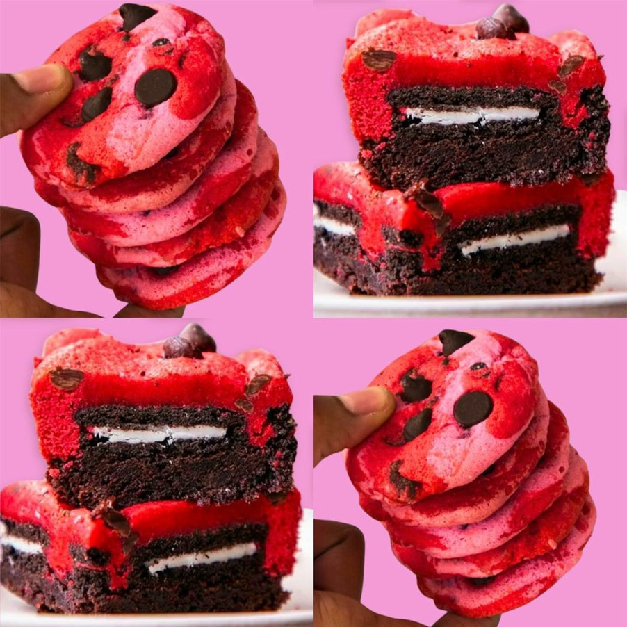 Foods Baked in Color Brownies | Valentine'S Day Oreo Brownie + Cookie Combo - 16 Pack