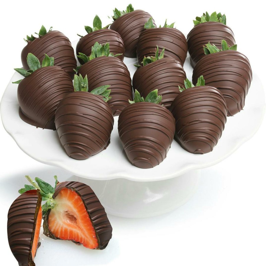 Foods The Chocolate Covered Co. Fruits | Belgian Dark Chocolate Covered Strawberries - 12 Pack