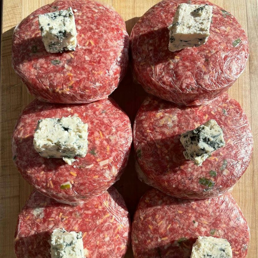 Foods Old Homestead Steakhouse Burgers | Blue Aged Cheddar Jalapeno Burgers + Bacon Combo